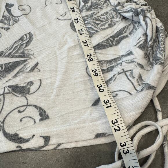 Vintage Y2k Mcbling Rhinestone White Cross Longsleeve Scrunch Tie Mini Dress S - Picture 6 of 6